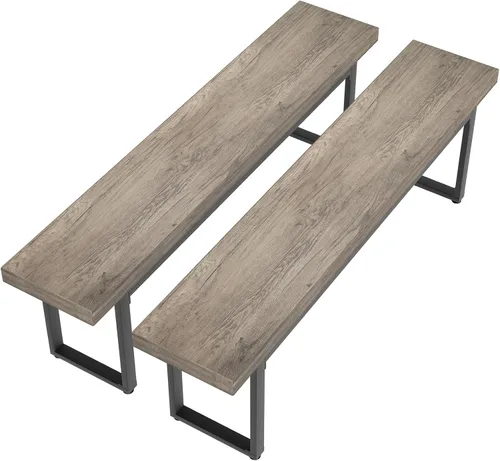 Vista 11 de STHOUYN Par de 2 bancos de comedor de 59 pulgadas para 6-8 personas, bancos de mesa de cocina de interior de granja, banco de cama, banco industrial