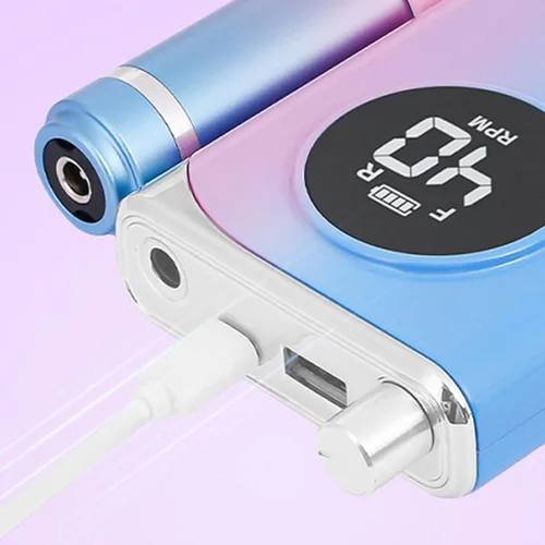 Vista 5 de Peiiwdc Taladro de uñas eléctrico para uñas, portátil, recargable, 40000 rpm, juego de manicura y pedicura eléctrica profesional