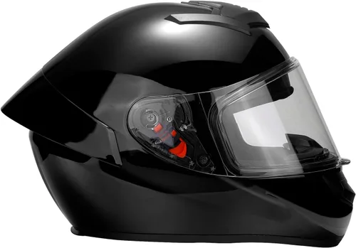 Vista 5 de Casco de motocicleta de cara completa para adultos con aprobación DOT, Casco ligero y aerodinámico de bicicleta de calle negro brillante para Brillo