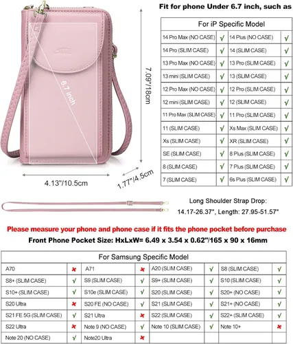 Vista 3 de S-ZONE - Bolso cruzado para mujer, de cuero sintético de PU, con bloqueo RFID, para teléfono celularbilletera