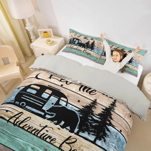 Vista 2 de Erosebridal Camper Bedding - Juego de ropa de cama de 2 piezas, estilo rústico de granja, juego de ropa de cama de campamento para adolescentes