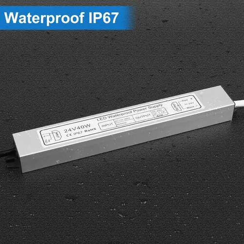 Vista 5 de inShareplus fuente de poder LED, 24V 40W IP67 impermeable para exteriores, transformador de bajo voltaje de CA 90-140V a CC 24V 1.7A, adaptador
