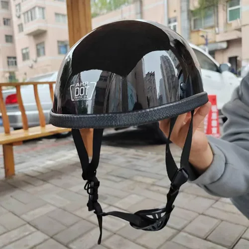 Vista 4 de Gorro de perfil bajo para motocicleta, pequeño y ligero, aprobado por DOT, gorra de calavera retro para hombres y mujeres, estilo alemán, novedoso