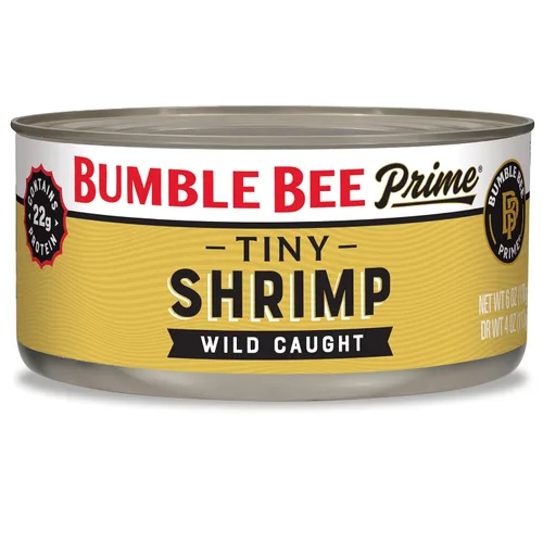 Vista 14 de Bumble Bee Camarones enlatados medianos, lata de 6 onzas, camarones en agua, cocidos, pelados, desvenados, 0.78 oz de proteína por porción, sin
