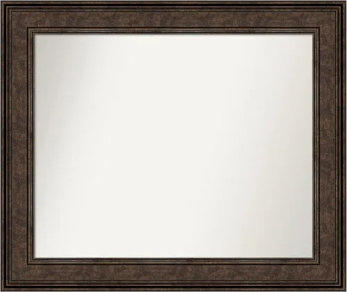 Vista 308 de Amanti Art Espejo de pared personalizado no biselado (25 x 25 pulgadas), marco de bronce acentuado, varios tamaños personalizados, espejo de baño