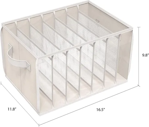 Vista 2 de Zilink Organizador de Ropa de Armario Mejorado con Tablero de Soporte Organizadores de Jeans Transparentes para Armario con Divisor de 7 Cuadrículas