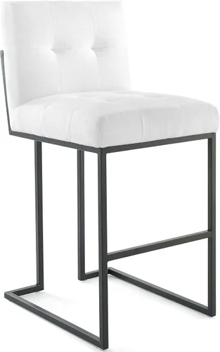 Vista 14 de Modway Privy Taburete tapizado de tela de acero inoxidable negro, beige