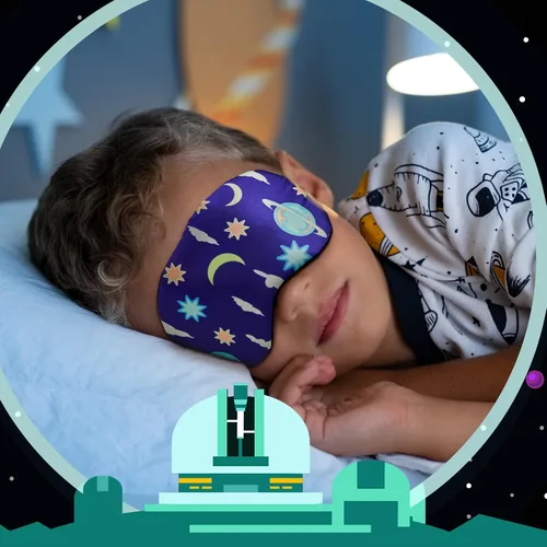 Vista 6 de Geyoga 5 máscaras para dormir para niños, planeta para niños, cubrebocas espaciales para los ojos vendados, sombra de ojos para niños, sombra
