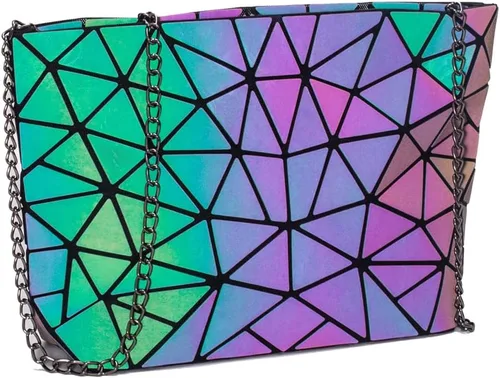 Vista 8 de Handbags Womens Geometric Luminous Purse bags Ladies Top Handle Satchel Bags 1108-5#Luminous