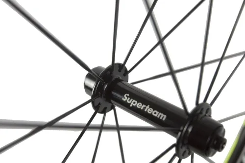 Vista 5 de Superteam Ruedas de Bicicleta de Carretera de Fibra de Carbono 700C, Juego de Ruedas Clincher de 50mm, Mate de 23 de Ancho Amarillo fluorescente