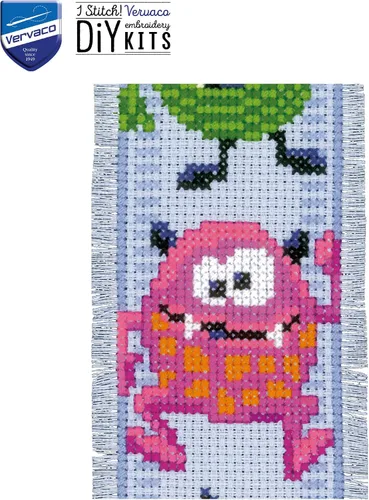 Vista 5 de Vervaco Kit de marcapáginas de punto de cruz Little Monsters (juego de 2) 2.4 x 8 pulgadas