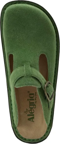 Vista 4 de Alegria by PG Lite Alegria - Zuecos clásicos de cuero para mujer, 15 años de aniversario, color verde oliva, talla 7-7.5 de ancho de EE.UU, Verde