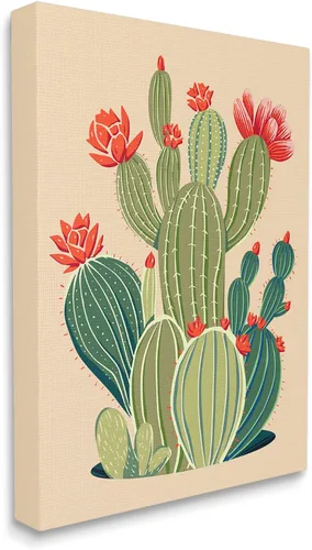 Vista 2 de Stupell Industries Lienzo decorativo para pared, diseño de flores de cactus caprichoso, diseño de Ziwei Li