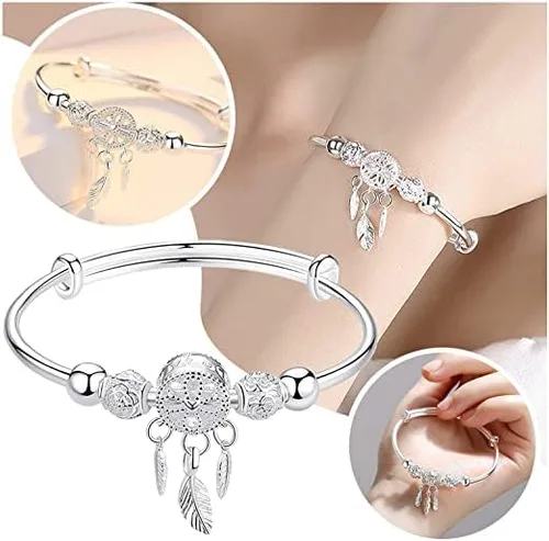 Vista 3 de Pulsera giratoria de cuentas de plata de ley 925 para mujer, para ansiedad, descomprimir libremente, herramientas abiertas, inspiraciones