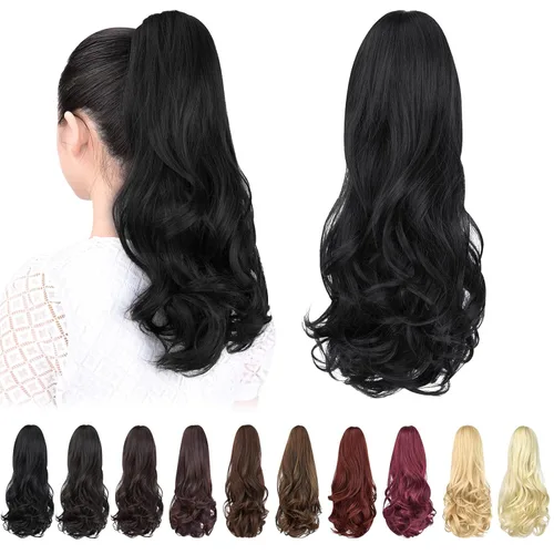 Vista 13 de extensión de cola de caballo, extensión de pelo con pinza de 12" cola de caballo rizada corta Extensión de pelo sintético de aspecto natural