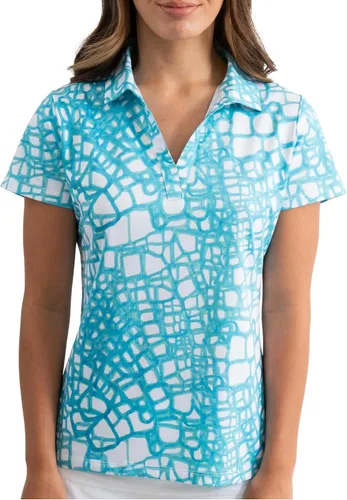 Vista 25 de YATTA GOLF Polo de golf prémium para mujer, ligero, de secado rápido, resistente a las arrugas y absorbe la humedad Aloha Sunrise