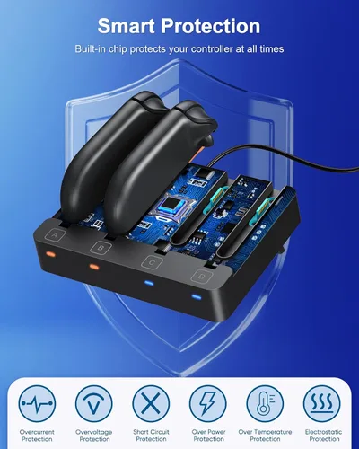 Vista 8 de Controller Charger for Nintendo Switch 2 2025 and Switch 1, Horizontal Charging Dock Station for Joy con and for Joycon 2 Accessories with Foldable