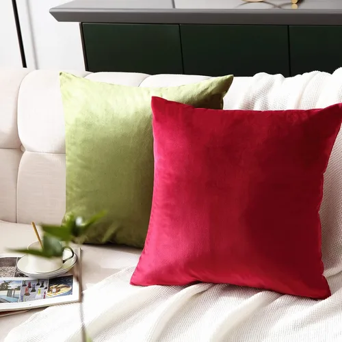 Vista 5 de Juego de 2 fundas de almohada decorativas de terciopelo suave y bohemio para sala de estar, dormitorio, sofá, sofá, 20 x 20 pulgadas, rosa