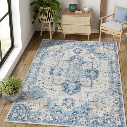 Vista 96 de jinchan Alfombra de Área 2x3 pies Alfombra Vintage de Entrada Lavable Bohemia Tapete Interior para Puerta Medallón Floral Tapete Pequeño para Puerta