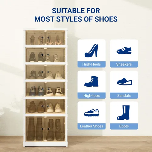 Vista 7 de FLEXIMOUNTS Organizador de Zapatero Caja de Almacenamiento de 9 Niveles - 18 Pares, Zapatero Alto Portátil Plegable para Armario Entrada, Armario