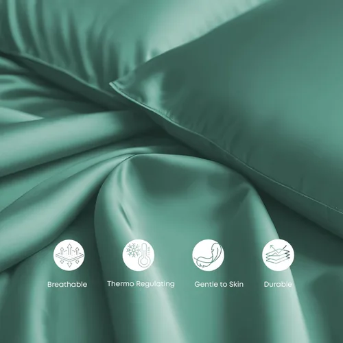 Vista 5 de LINENWALAS Sábana plana Full solamente - Sábana de cama de rayón derivado de seda de bambú, sábana premium transpirable refrescante, sábana superior