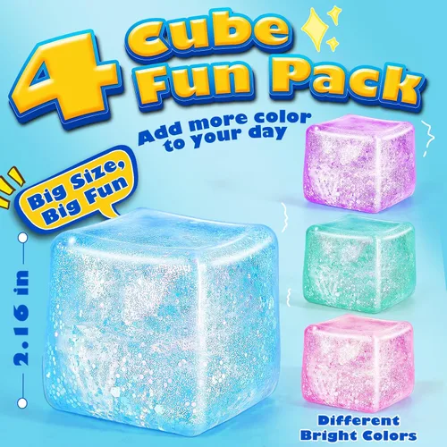Vista 2 de Juguetes Esponjosos de Presión para Niños y Adultos: Juego de 4 Cubos Sensoriales Grandes de 2.16 Pulgadas, Bolas de Alivio del Estrés