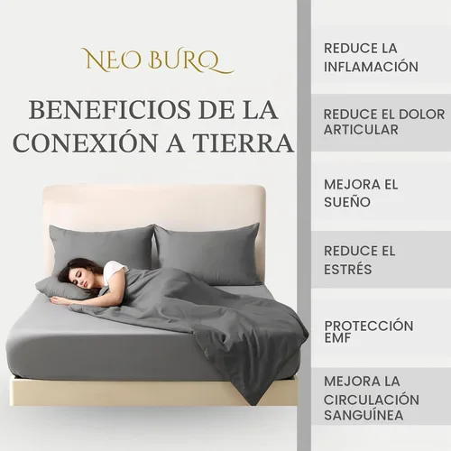 Vista 4 de Sábanas de tierra tamaño Queen, 20% fibra plateada, color gris