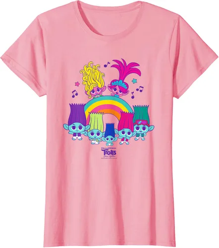 Vista 9 de Camiseta DreamWorks Trolls Band Together BroZone Poppy Viva Rainbow Negro