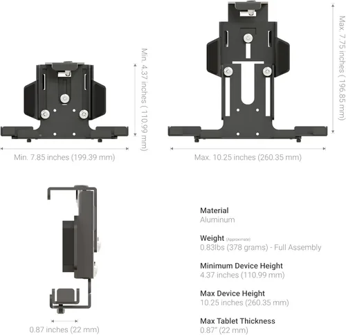 Vista 9 de ARKON Soportes de bloqueo de aluminio para tableta con cerradura de llave para E-Log para modelos Galaxy Tab A iPad