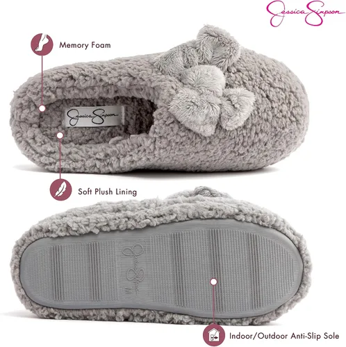 Vista 3 de Jessica Simpson Women's Plush Marshmallow Slide on House Slipper Clog with Memory Foam