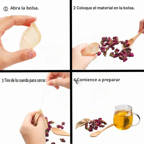 Vista 6 de Eketirry 100 bolsas de té desechables para té suelto, pequeña bolsa de té vacía con material de pulpa de madera, bolsa de filtro de té sin blanquear