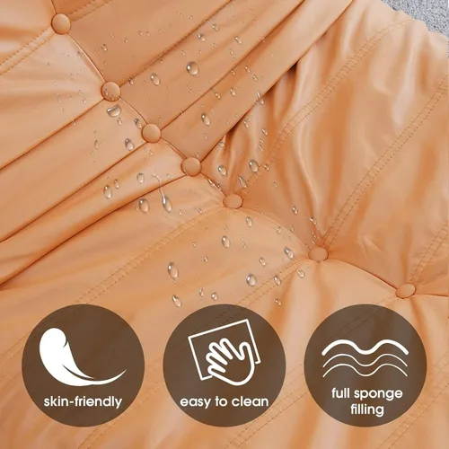 Vista 9 de Daesar Cómodo sofá perezoso de gran tamaño, moderno sillón sin brazos con respaldo retro de un solo asiento, sofá 100% relleno de esponja para sala