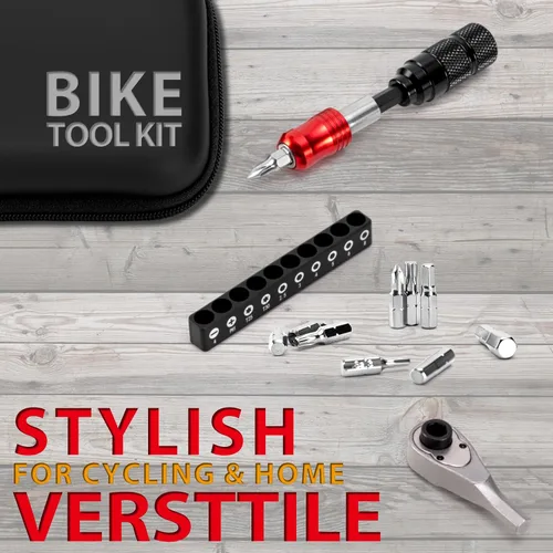 Vista 2 de EMERK Kit de herramientas de reparación de bicicletas: kit de herramientas múltiples para bicicleta con mini bomba, herramienta reversible