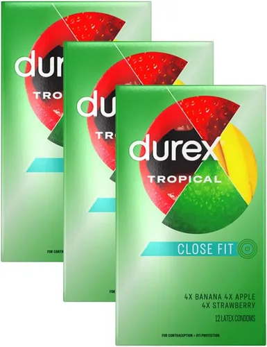 Vista 10 de Durex Preservativos de látex con sabor tropical, 12