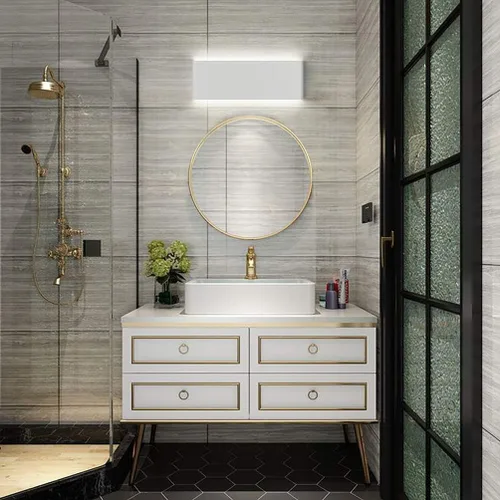 Vista 3 de Aipsun Luz de tocador LED moderna mate blanca de 15.75 pulgadas hacia arriba y hacia abajo para accesorios de iluminación de pared de baño