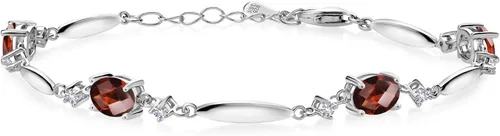 Vista 77 de Gem Stone King 925 Sterling Silver Gemstone Birthstone and White Created Sapphire Tennis Bracelet For Women Oval 7X5MM and 2MM 6 Inch + 1 Inch