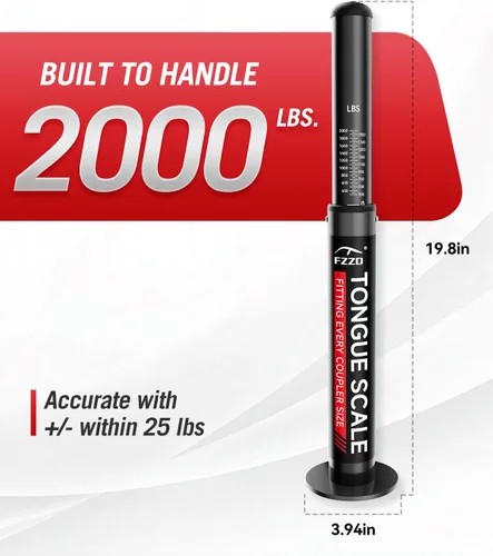 Vista 2 de FZZD Báscula de peso para lengua de remolque, capacidad máxima de peso de 2000 libras, para RV, barco, remolques de viaje, color negro