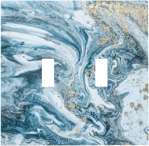 Vista 49 de Arte Moderno Abstracto de Lujo Turquesa Oscuro Verde Azulado Azul Gris Patrón Texturizado de Mármol 1 Gang Interruptor de Luz de Palanca Simple
