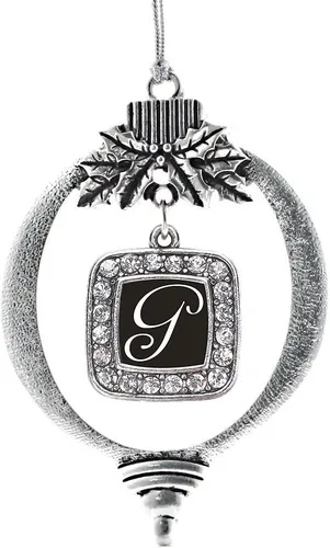 Vista 244 de Inspired Silver - Adorno con dije de reina de rodillo - Adornos navideños cuadrados de plata con joyas de circonita cúbica