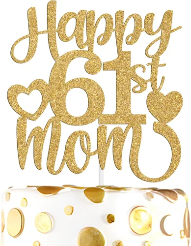 Vista 8 de Decoración para tartas con texto en inglés "Happy 50th Mom", feliz 50 cumpleaños para madre, saludos a 50 años, cumpleaños, aniversario, suministros