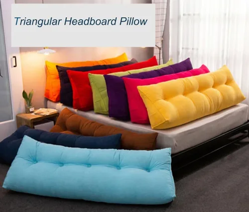 Vista 9 de Almohada triangular de cuña tamaño individual XL con un bolsillo lateral, cojín grande para cabecero, respaldo, almohadas de cuña con funda Gris