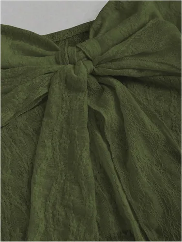 Vista 4 de SHENHE Top halter de encaje para mujer, nudo frontal, espalda descubierta, asimétrica, Y2k, coqueta, sin espalda, para salir