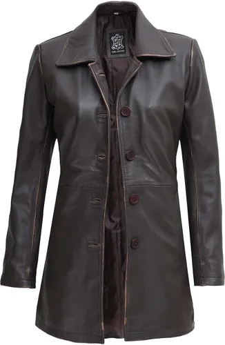 Vista 2 de Decrum Abrigos de piel de cordero real para mujer, estilo casual, estilo gabardina y abrigo largo para mujer