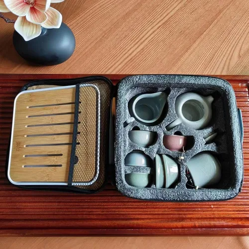 Vista 6 de Four Seasons - Juego de té de cuatro colores, juego de té para viajar en cuatro estaciones, adecuado para cumpleaños, ceremonias de graduación, día