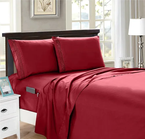 Vista 18 de Elegant Comfort Juego de sábanas inteligentes de 4 piezas, tamaño individual, suave y lujoso, calidad hotelera 1500, resistente a las arrugas y a
