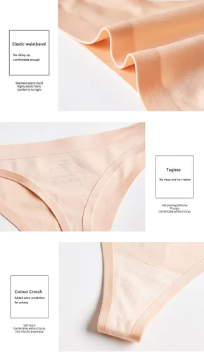 Vista 3 de Tangas sin costuras para mujer, cómodas tangas de seda de hielo, ropa interior invisible, paquete de 6