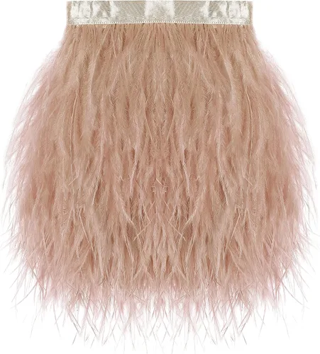 Vista 15 de SOGUGOM Adorno de Plumas de Avestruz Negro - 1.5 Capas 2 Yardas Plumas de 4 Pulgadas Adorno de Cintas con Flecos para Costura, Vestidos, Proyectos