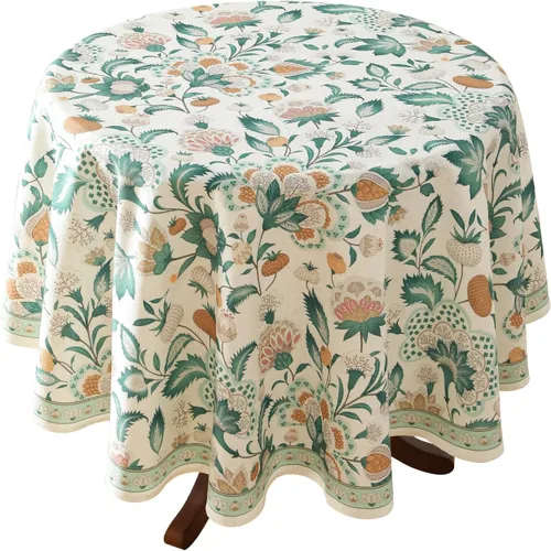 Vista 72 de [Usado] patdrea Mantel largo de lino de diseño verde para mesa rectangular, mantel vintage transpirable con patrón de frutas amarillas, funda