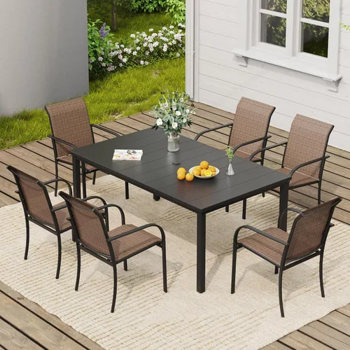Vista 59 de VICLLAX Juego de 2 sillas de patio pequeñas para exteriores, juego de sillas apilables para patio y mesa de comedor cuadrada para porche delantero