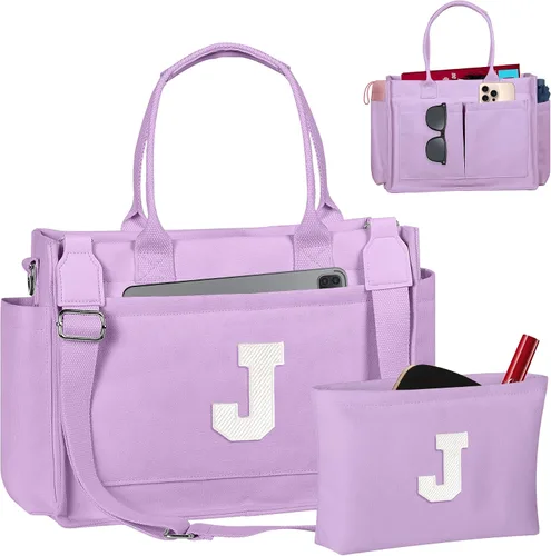 Vista 63 de Easter Basket Stuffers, Initial Tote Bag with Makeup Bag, Birthday Gifts for Women, Teen Girl Gifts Trendy Stuff